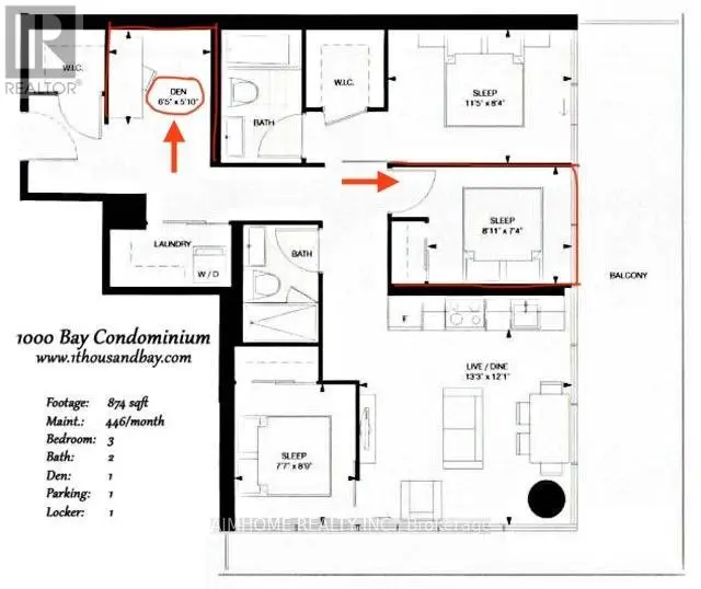 Apartment at 1208 2ND BDRM & DEN - 57 ST JOSEPH STREET, Toronto