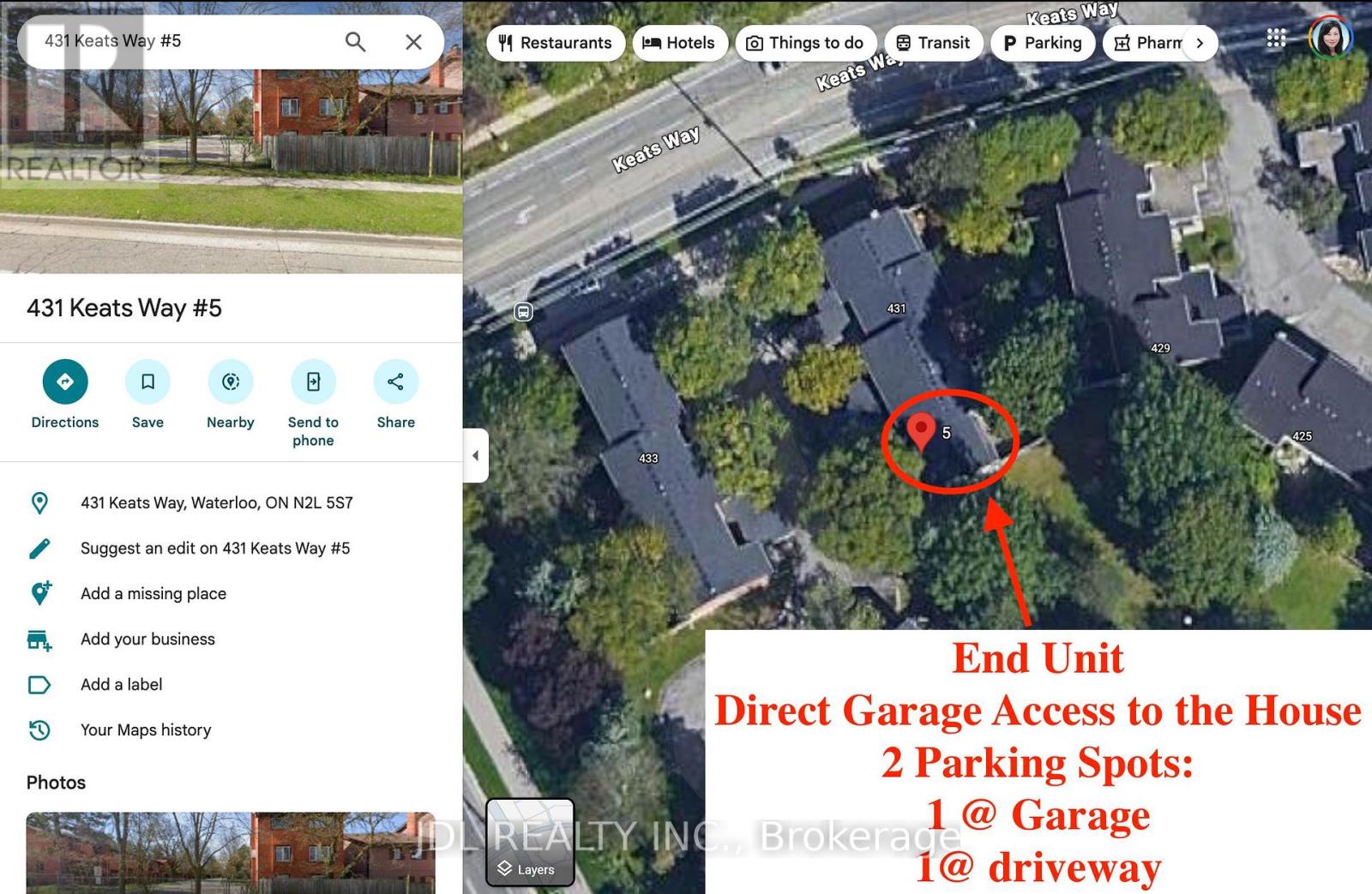 Townhouse at 5 - 431 KEATS WAY, Waterloo
