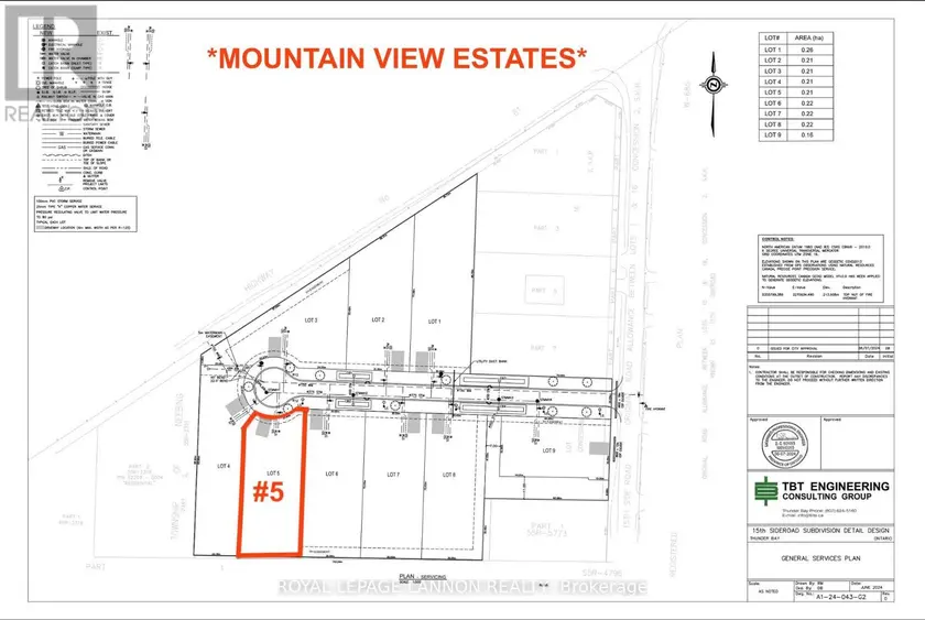Detached at LOT #5 MOUNTAIN VIEW DR., Thunder Bay