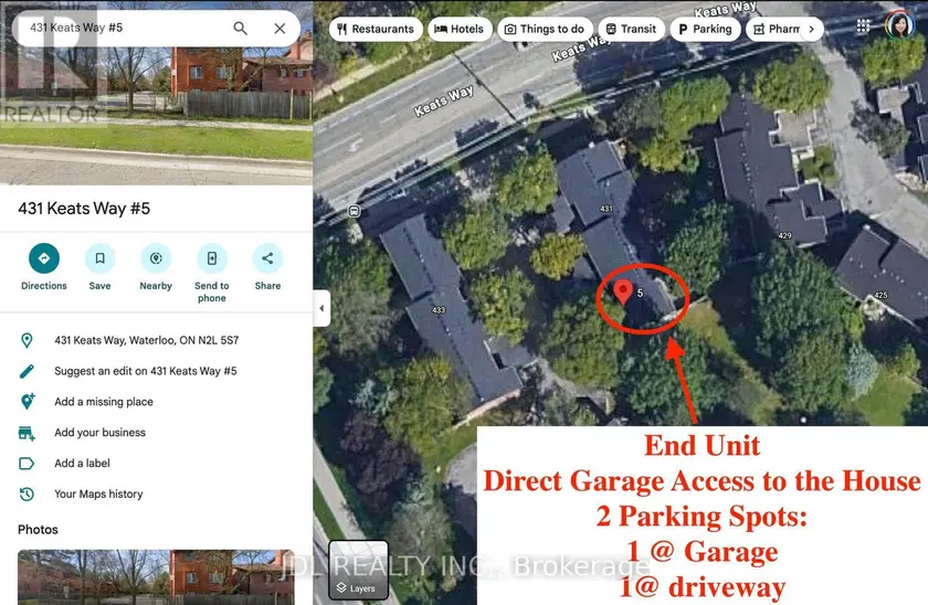 Townhouse at 5 - 431 KEATS WAY, Waterloo
